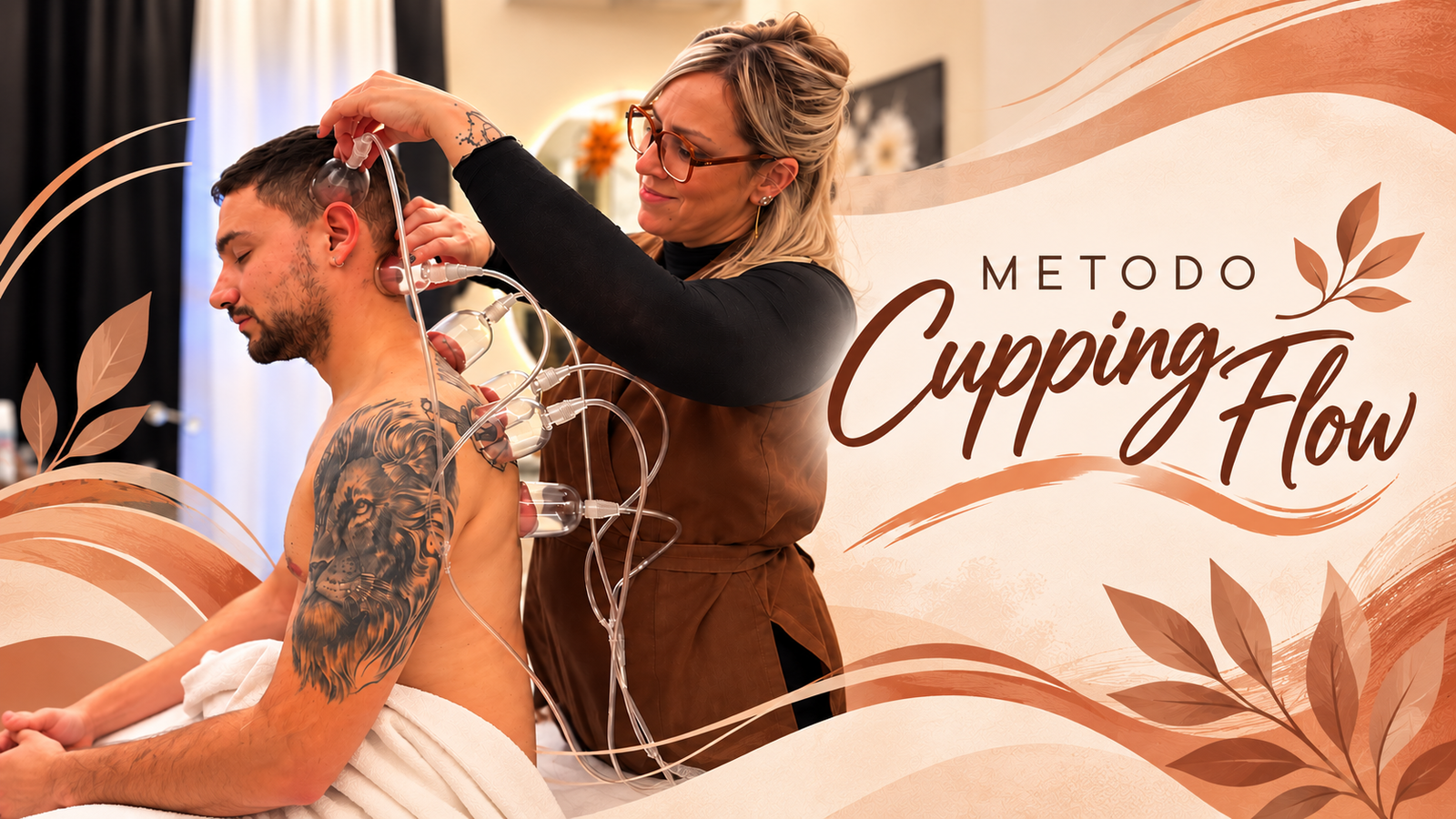 Dimostrazione del Metodo Cupping Flow, coppettazione dinamica moderna, durante Bellezza e Benessere in Fiera a Rovigo.